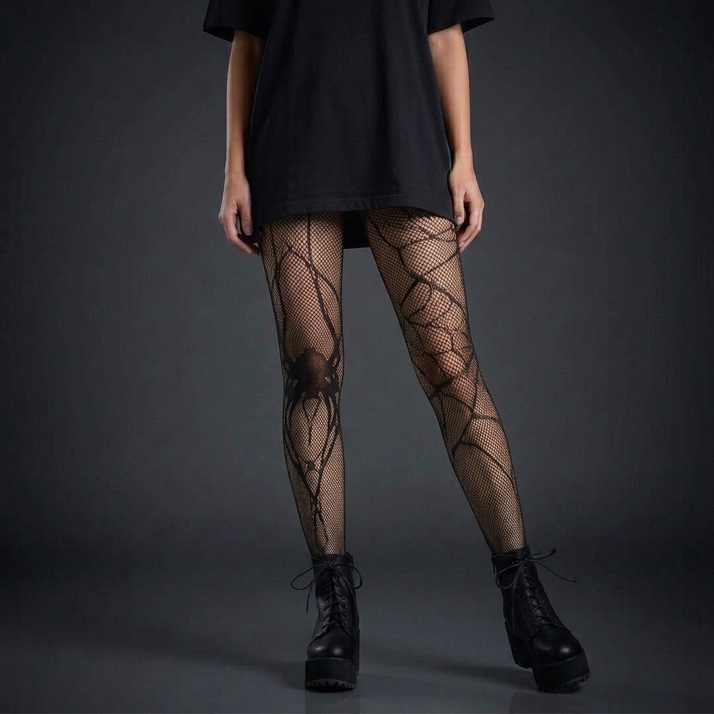 Black Spiderweb Women's Net Tights
