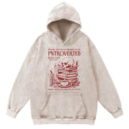 Introverted Book Club Washed Hoodie