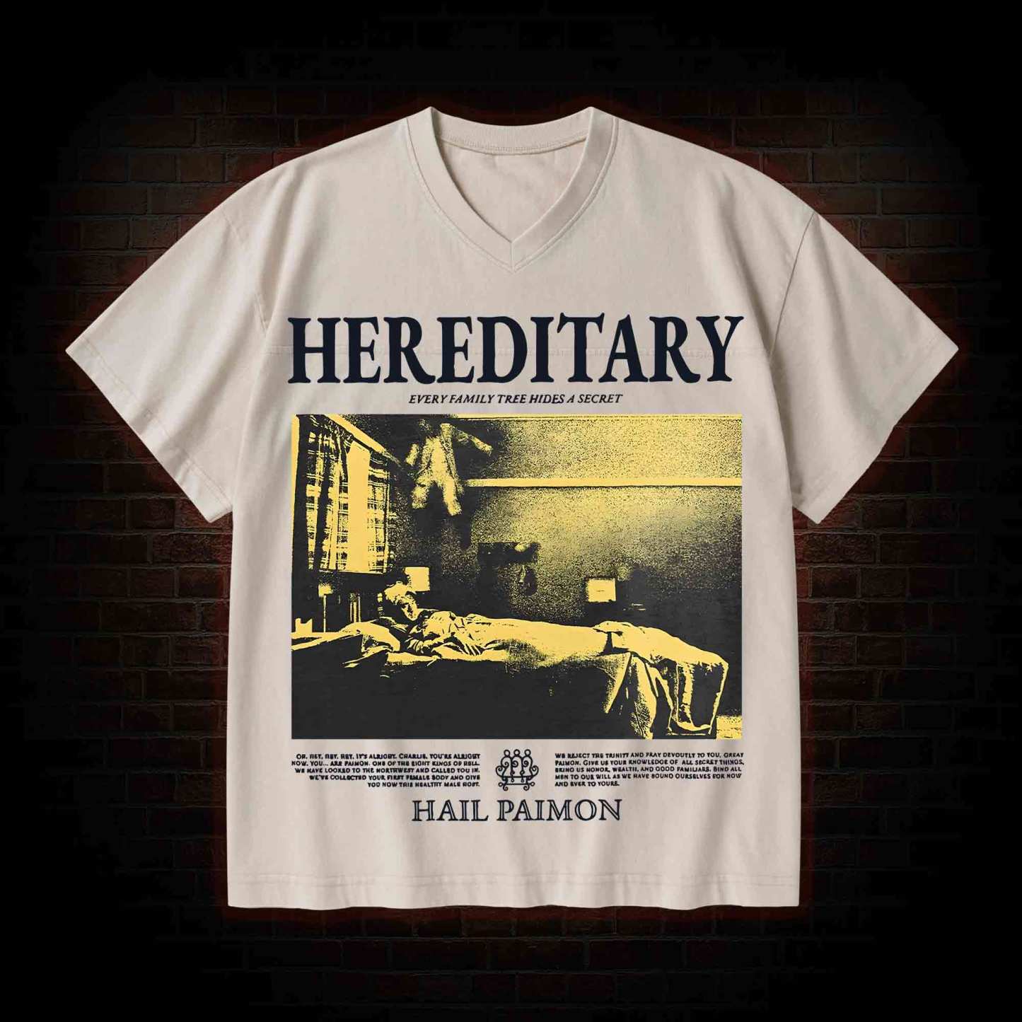 Retro The Thing V-Neck Streetwear Washed T-shirt
