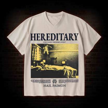 Retro The Thing V-Neck Streetwear Washed T-shirt