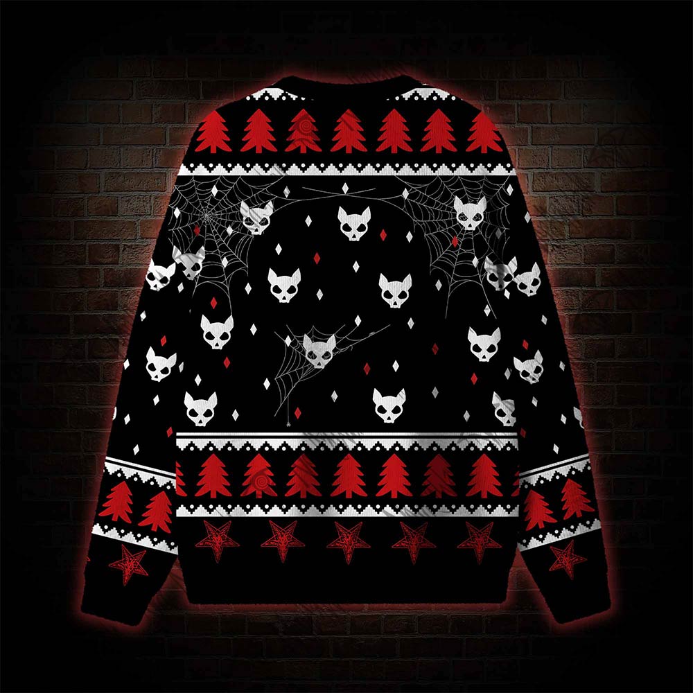 Black Cat Spooky Halloween Ugly Sweatshirts