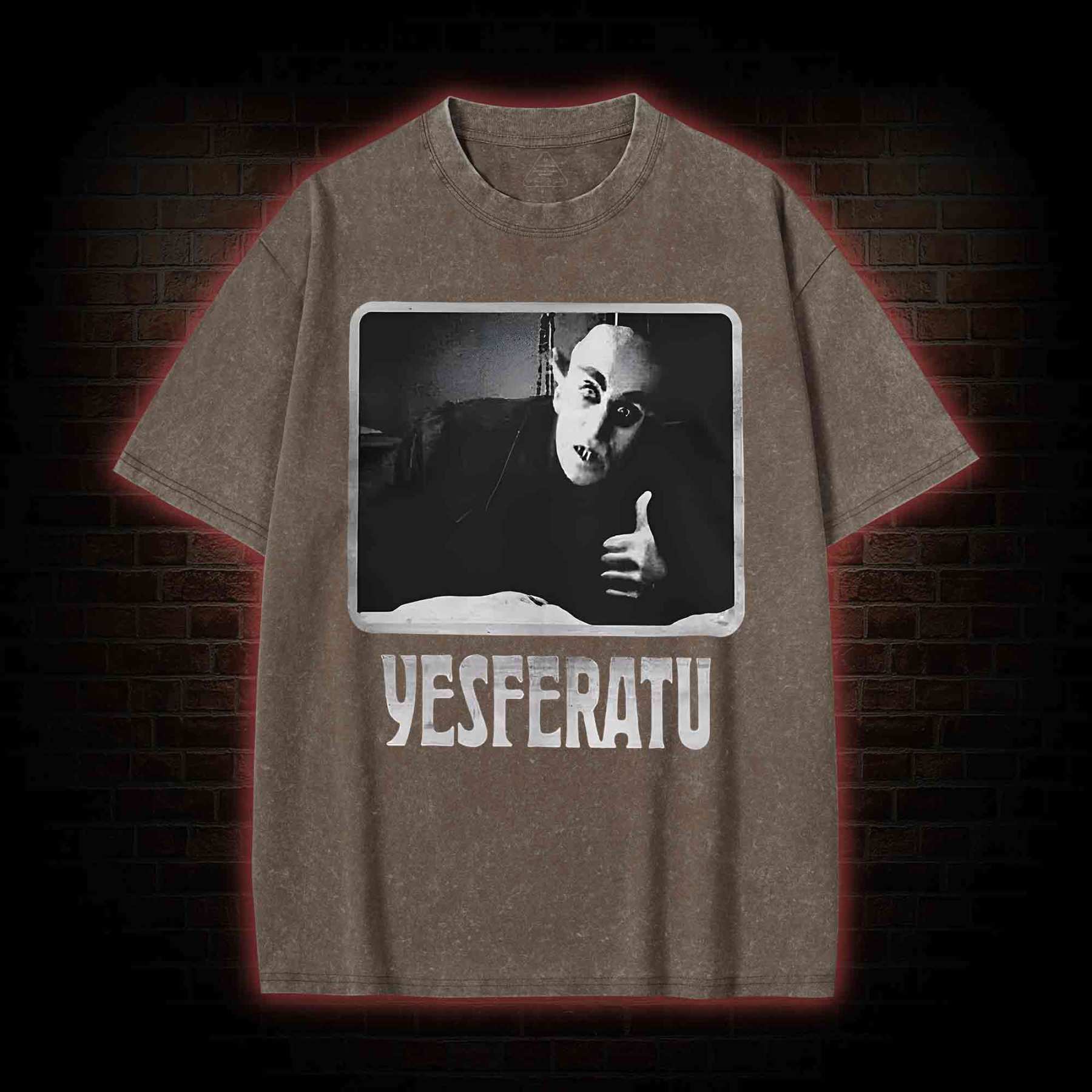 Yesferatu Funny Horror Retro Washed T-shirt