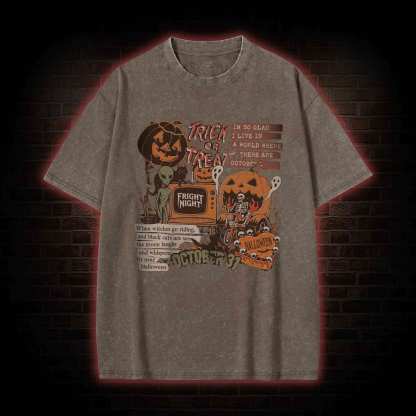 Vintage Halloween Collage Washed T-shirt