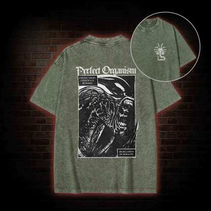Alien Perfect Organism Back Print Washed T-shirt