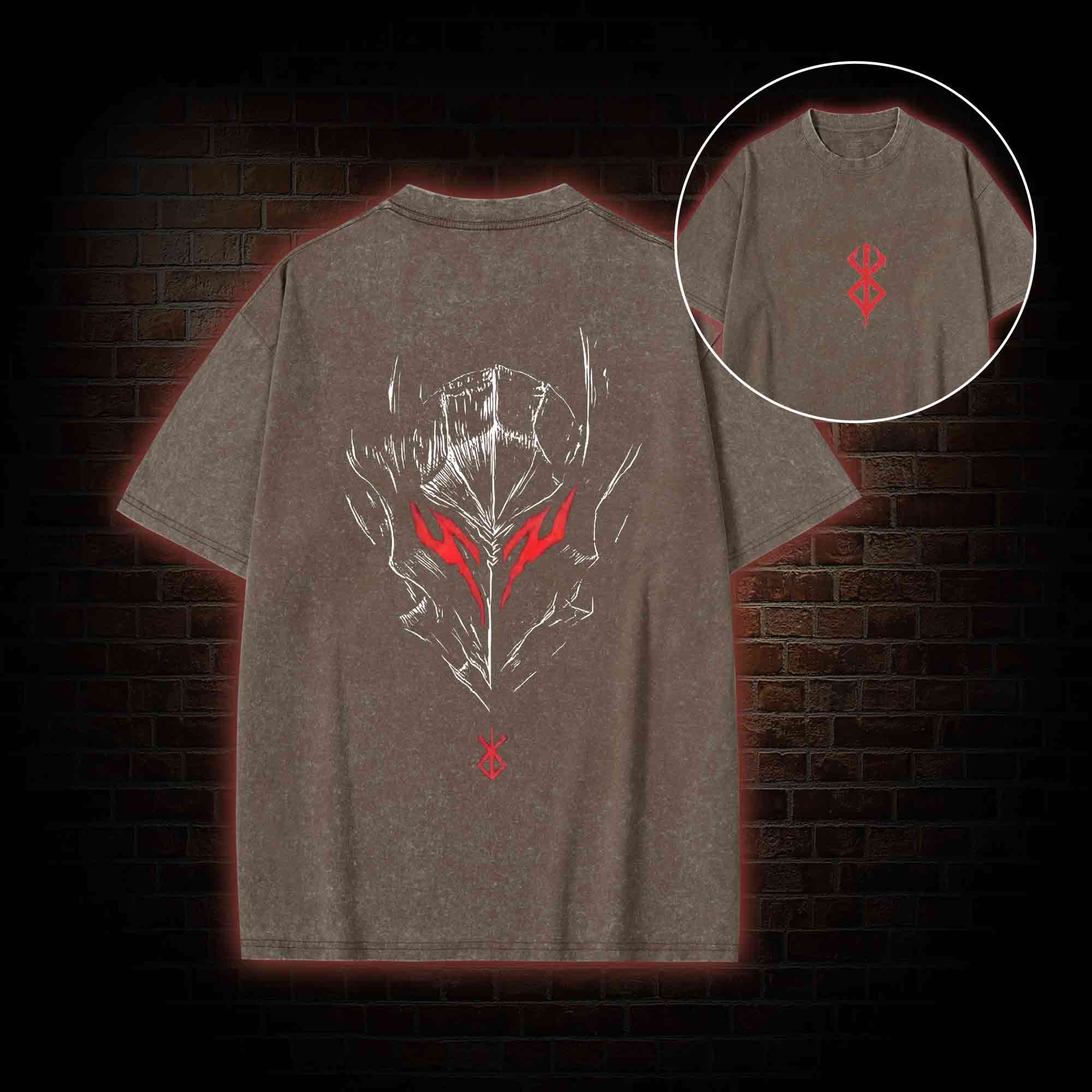 Berserker Mask Back Print Washed T-shirt