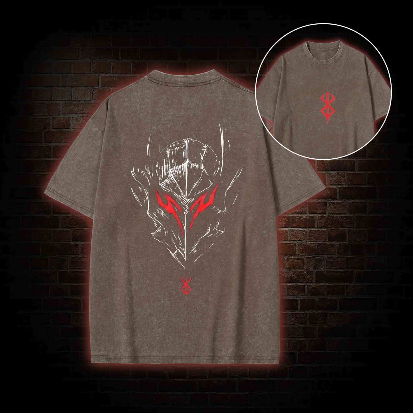 Berserker Mask Back Print Washed T-shirt