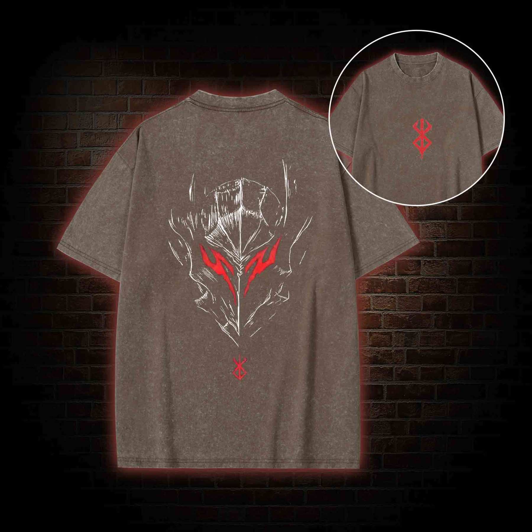 Berserker Mask Back Print Washed T-shirt