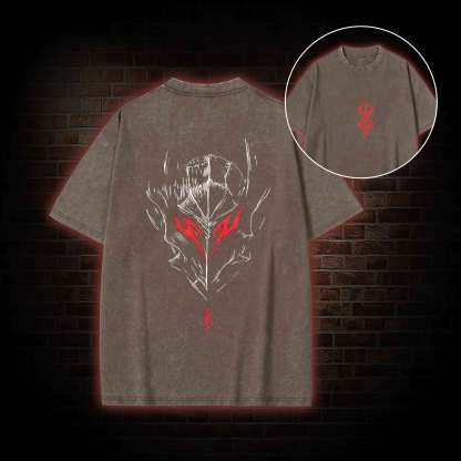 Berserker Mask Back Print Washed T-shirt