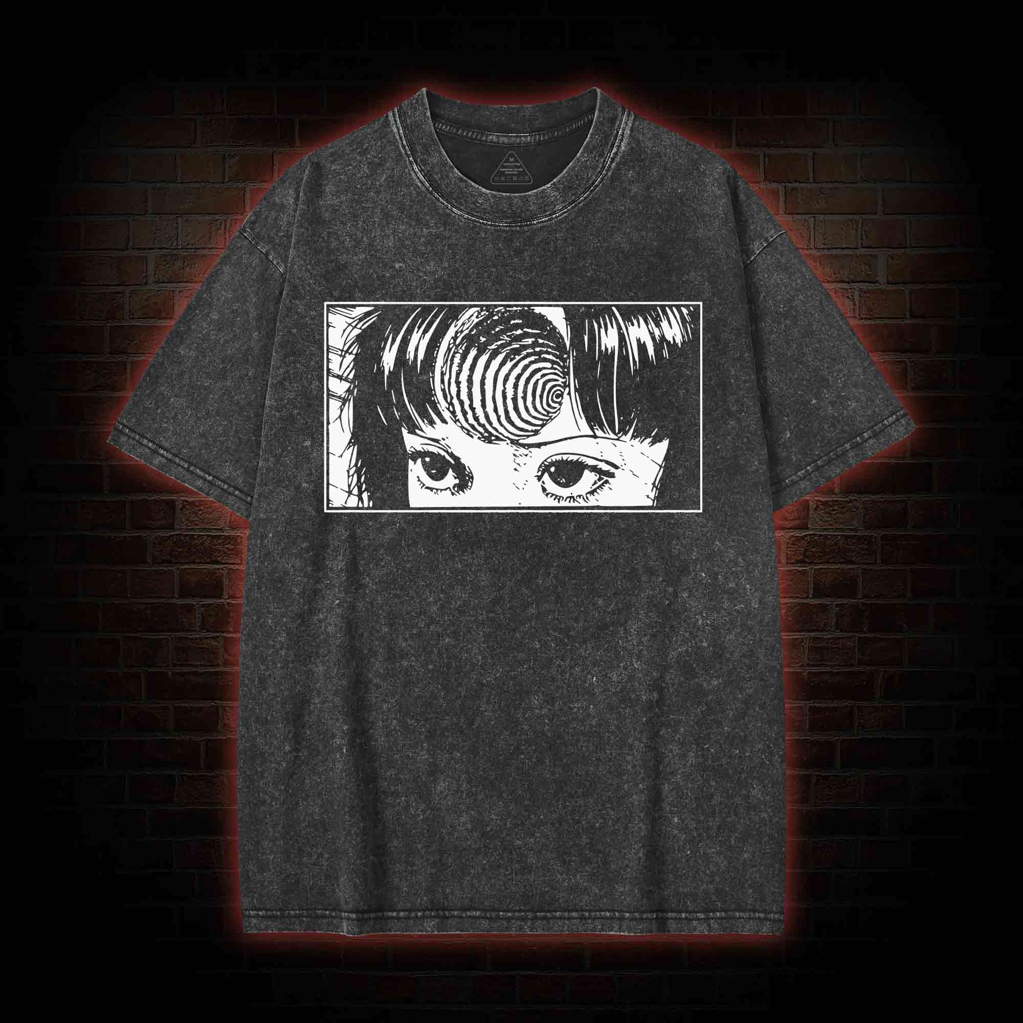 Creepy Girl Eyes, Spiral Horror Manga Washed T-shirt