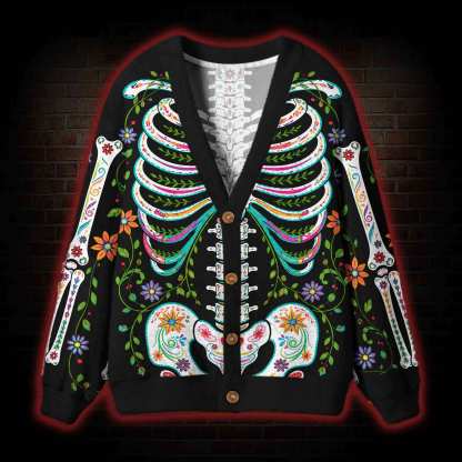 Vibrant Day of the Dead Cardigan Sweater