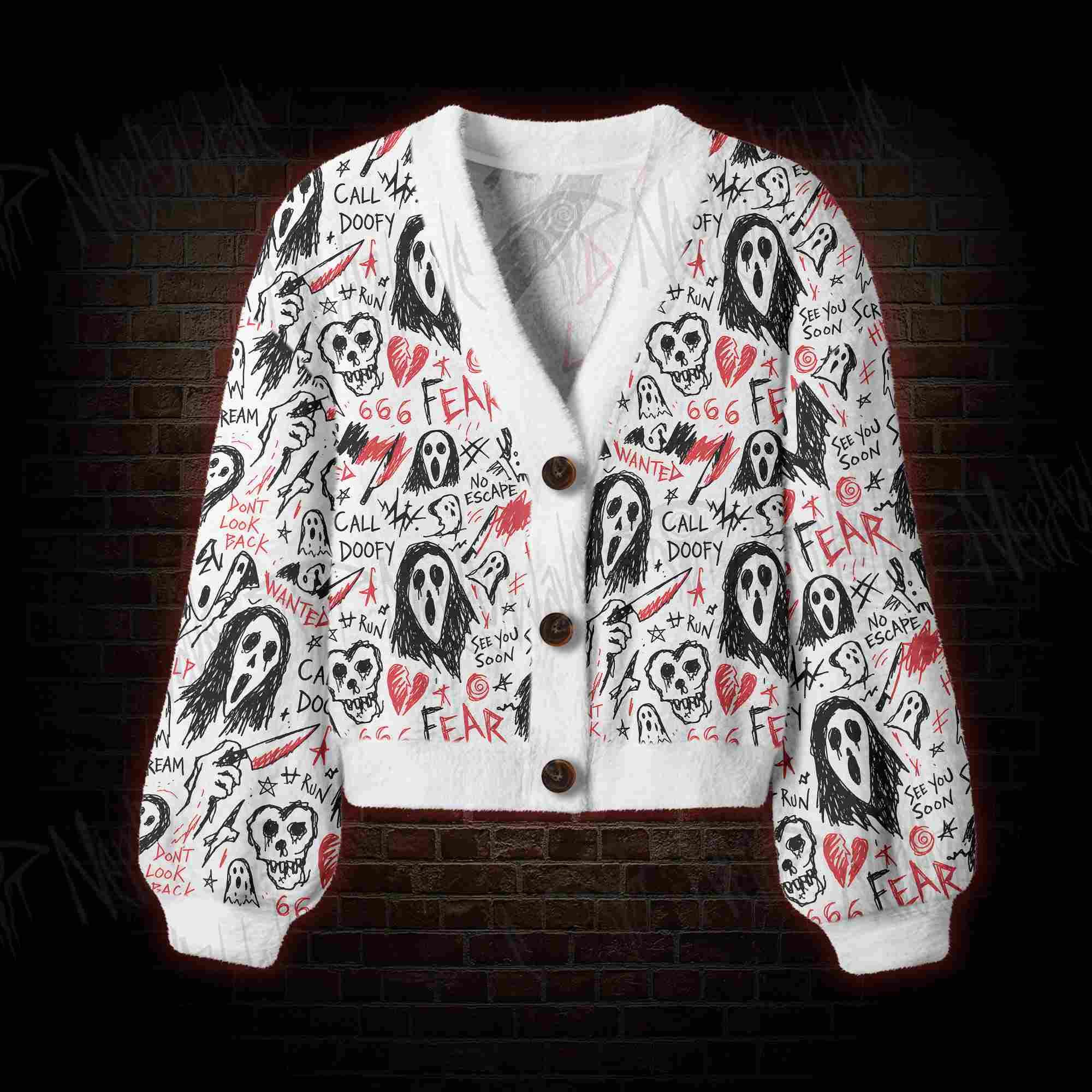 Doodle Scream Women's Cardigan Sweater