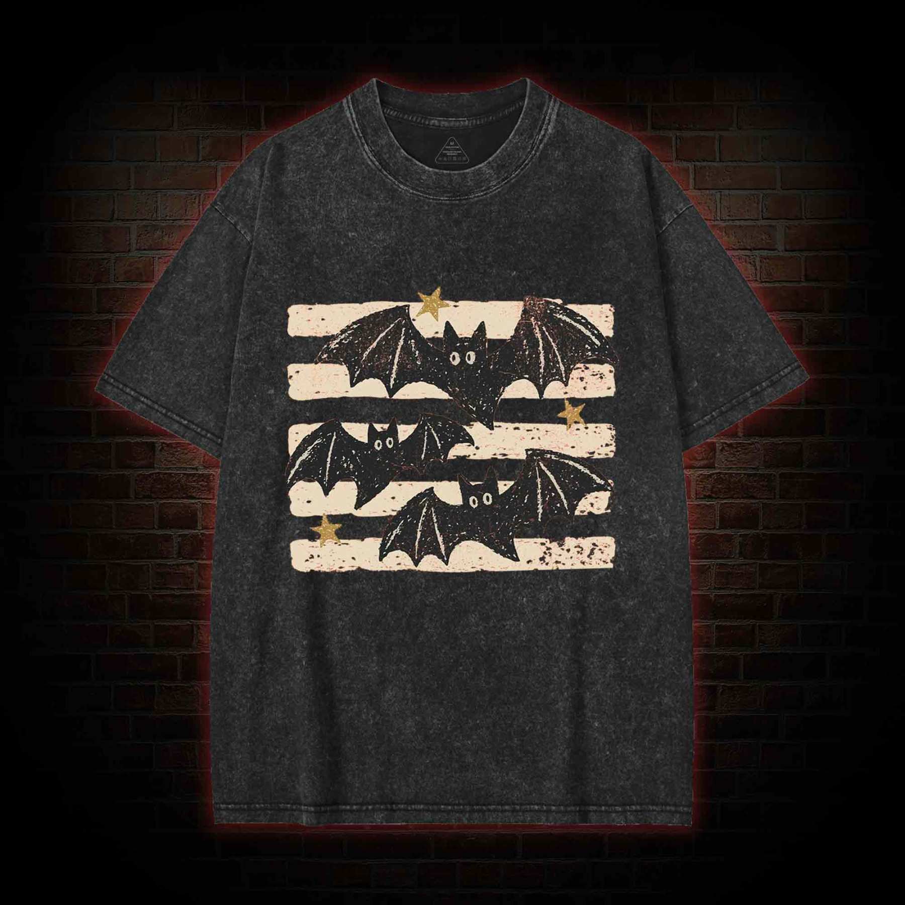 Vintage Bat Halloween Washed T-shirt
