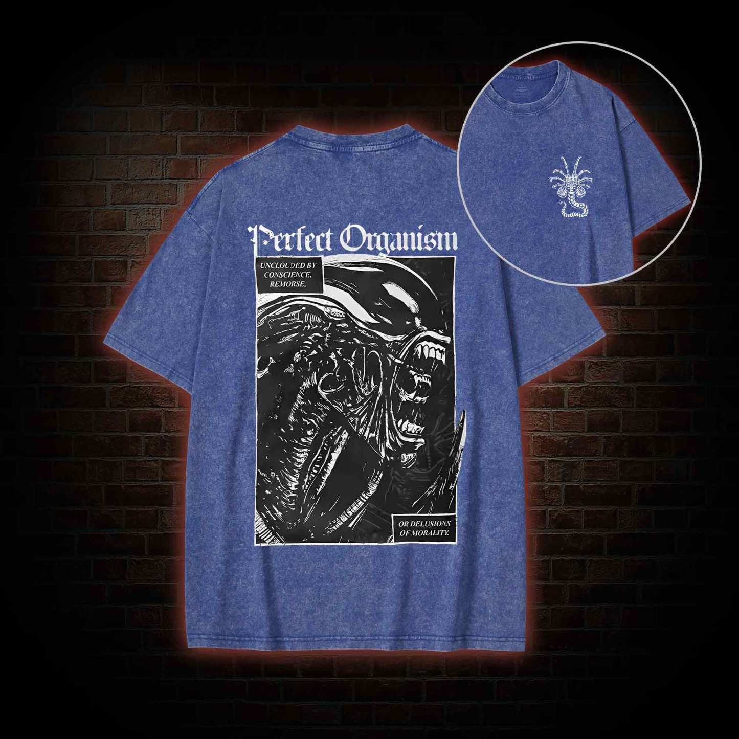 Alien Perfect Organism Back Print Washed T-shirt