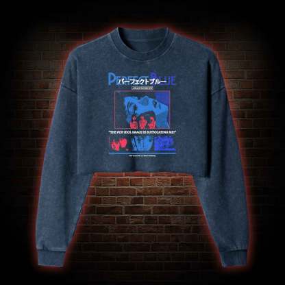 The Pop Idol Image is Suffocating Me Washed Cropped Sweatshirts