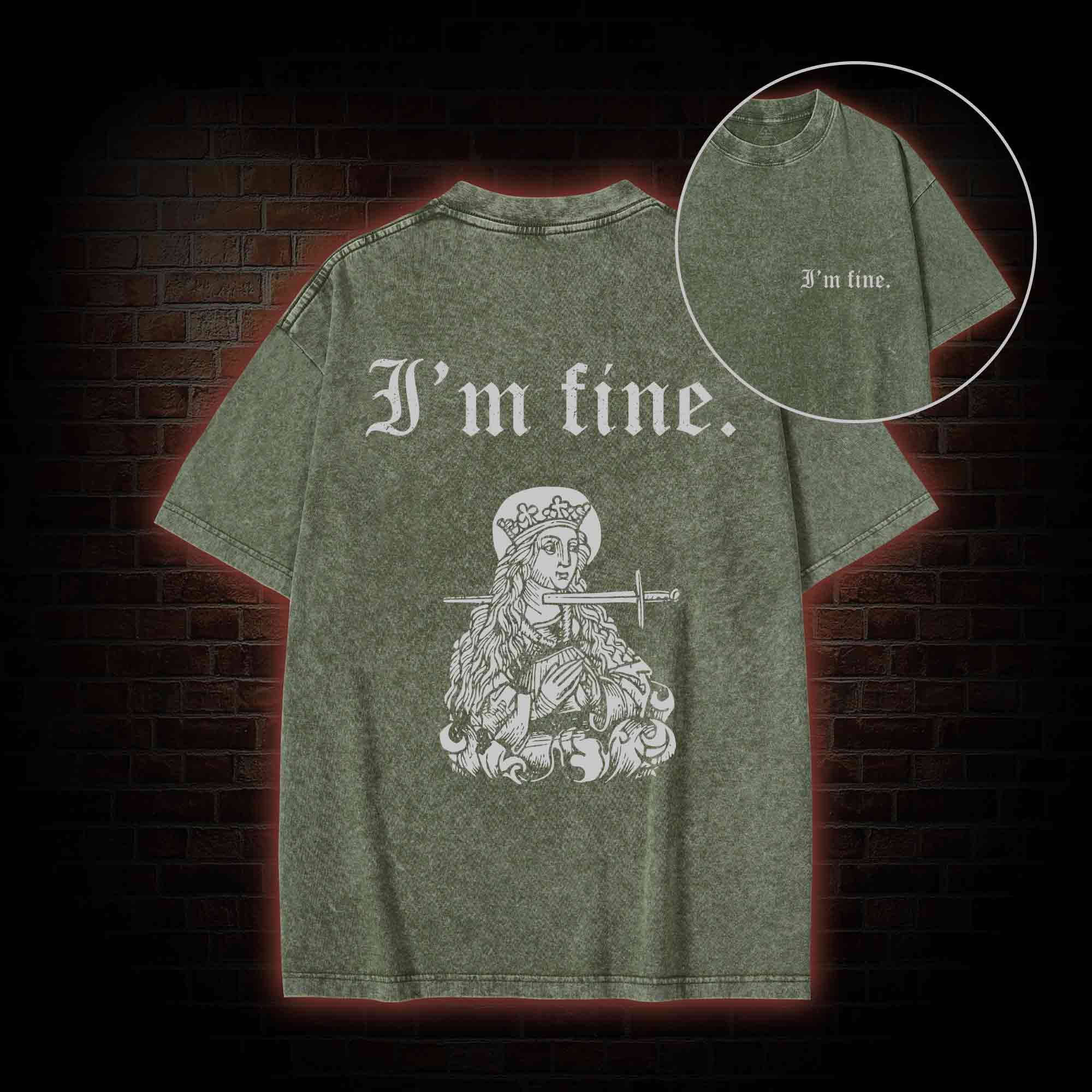 I'm Fine Back Print Washed T-shirt
