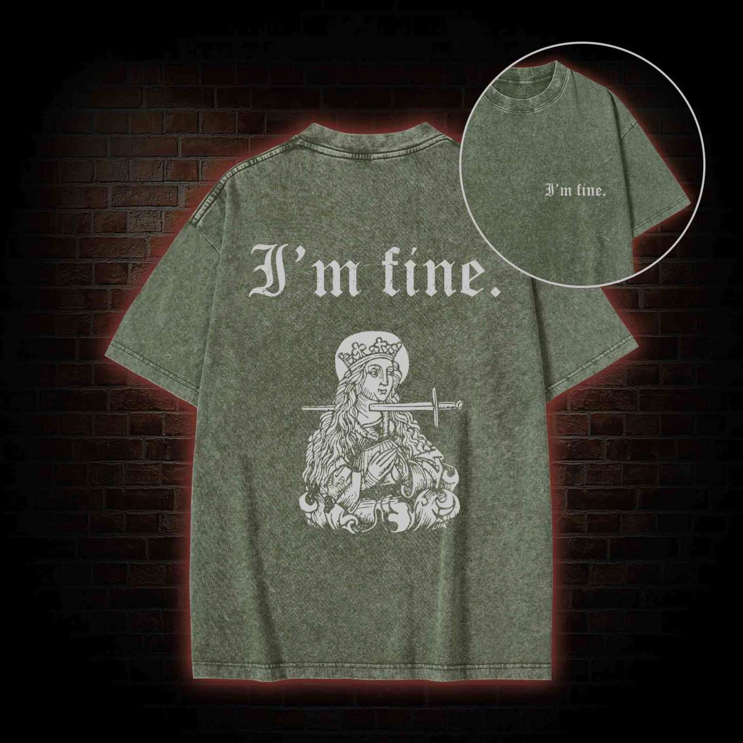 I'm Fine Back Print Washed T-shirt