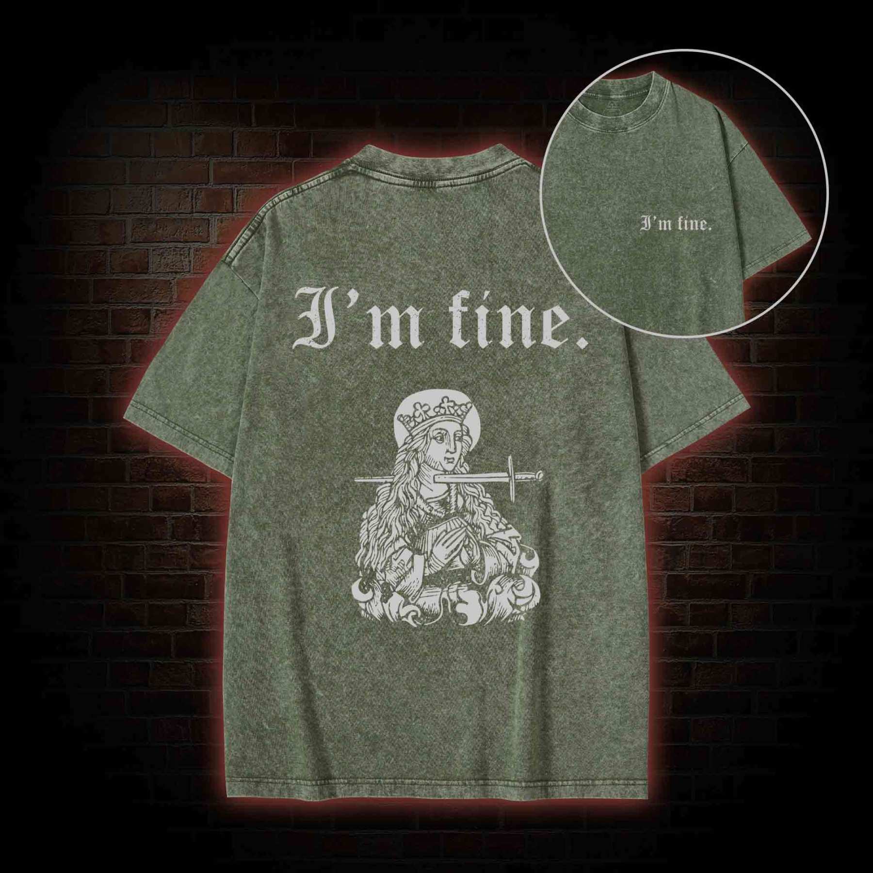 I'm Fine Back Print Washed T-shirt