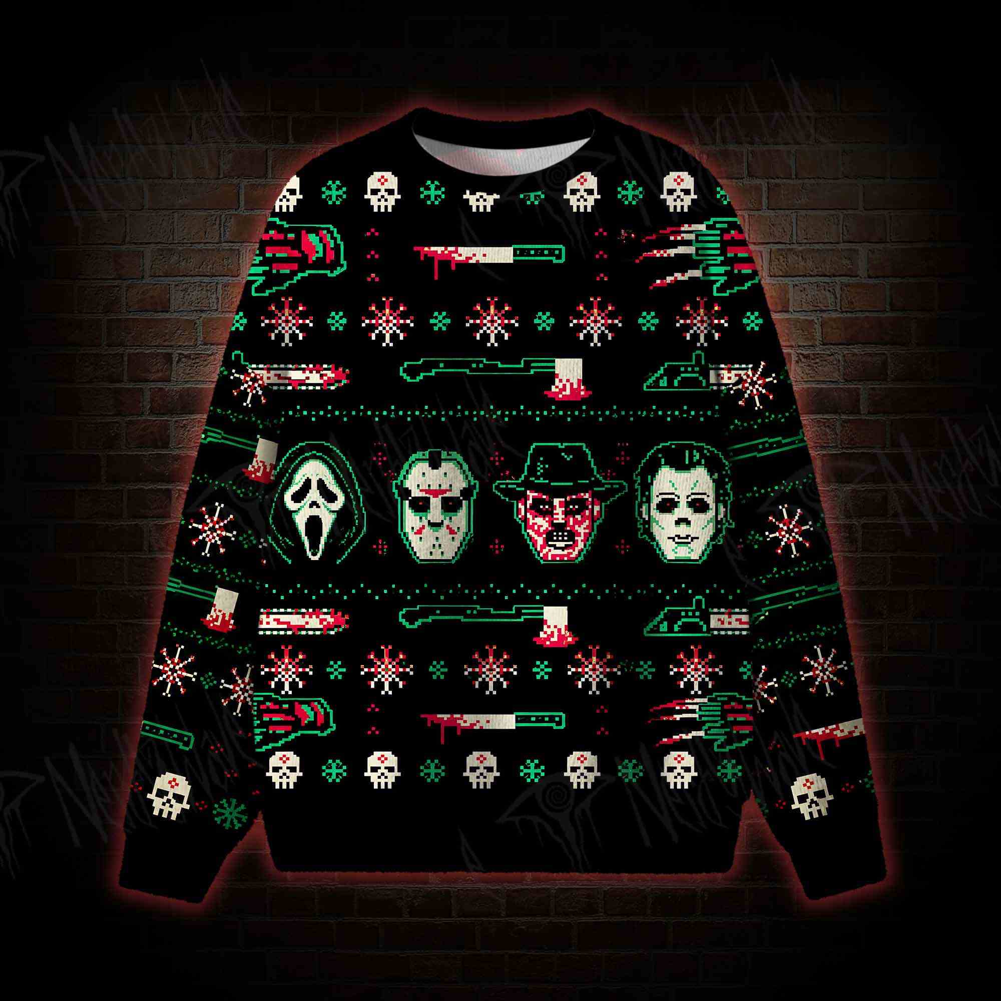 Slasher Pixelmas Ugly Sweatshirts