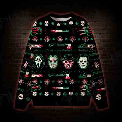 Slasher Pixelmas Ugly Sweatshirts
