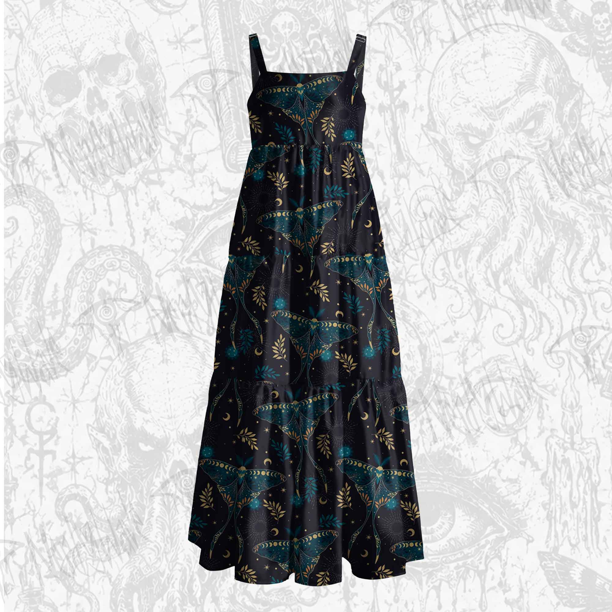 Luna Moths Wide Straps Maxi Dress