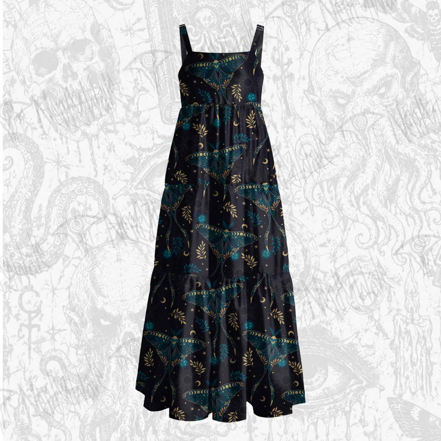 Luna Moths Wide Straps Maxi Dress