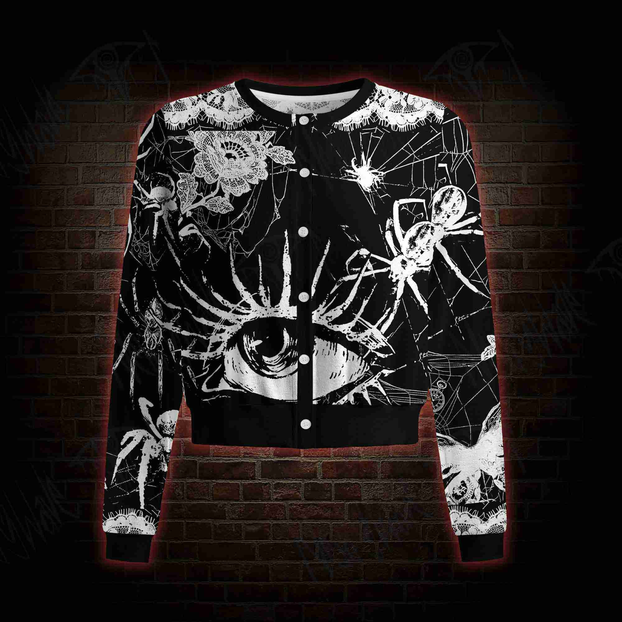 Spider Lace Noir Light Weight Cardigan Sweater