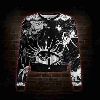 Spider Lace Noir Light Weight Cardigan Sweater