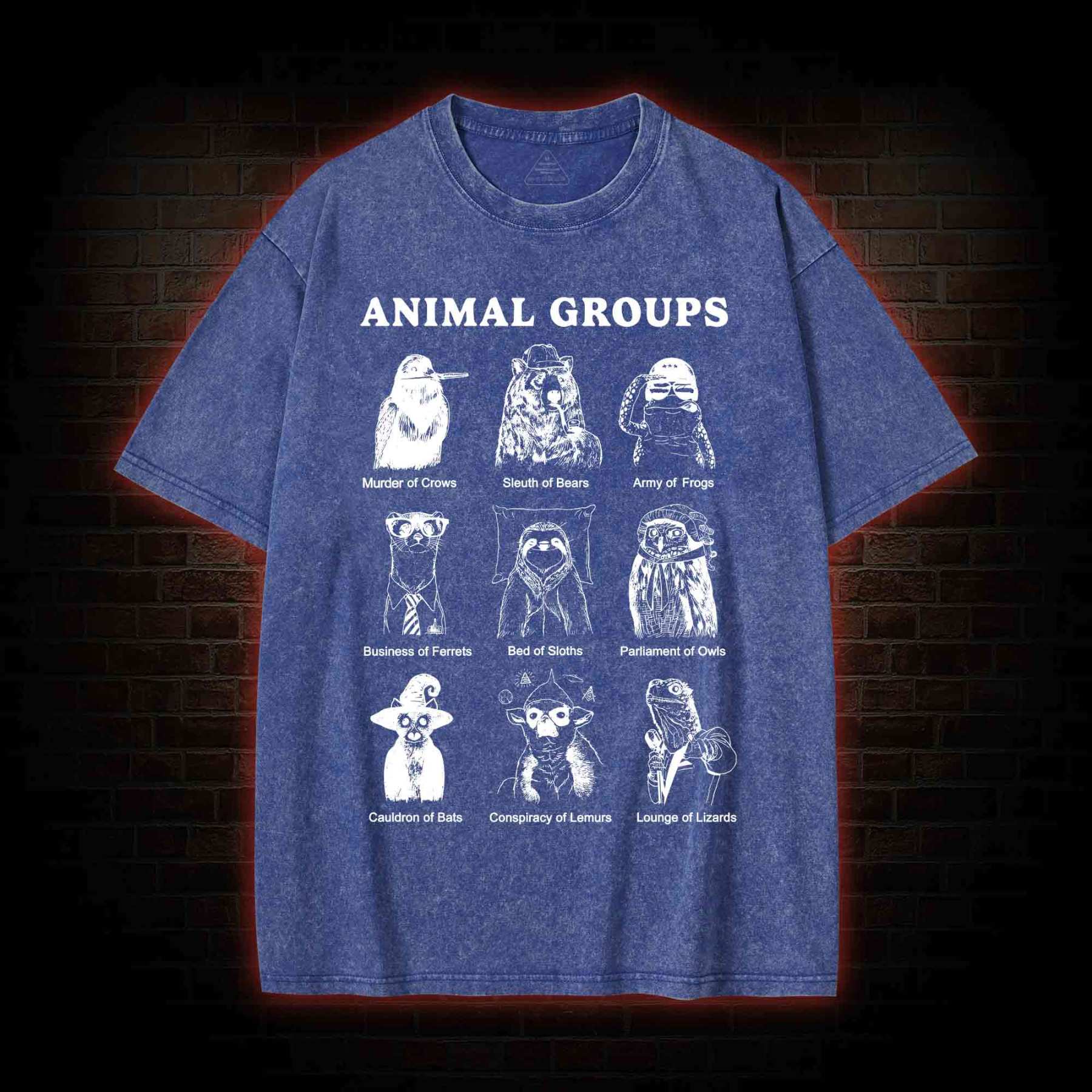 Animal Groups Washed T-shirt