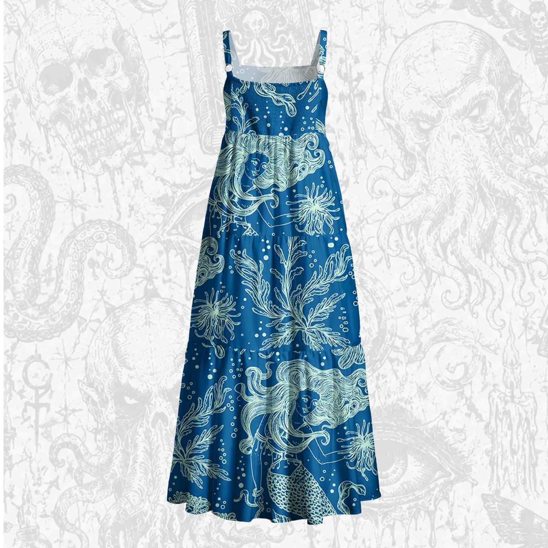 Marine Mermaid Wide Straps Maxi Dress