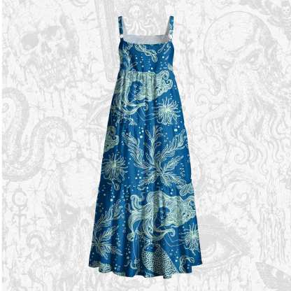 Marine Mermaid Wide Straps Maxi Dress