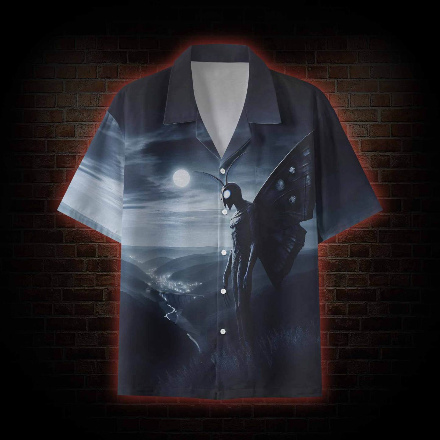 Mothman in the Dark Night Hawaiian Shirt