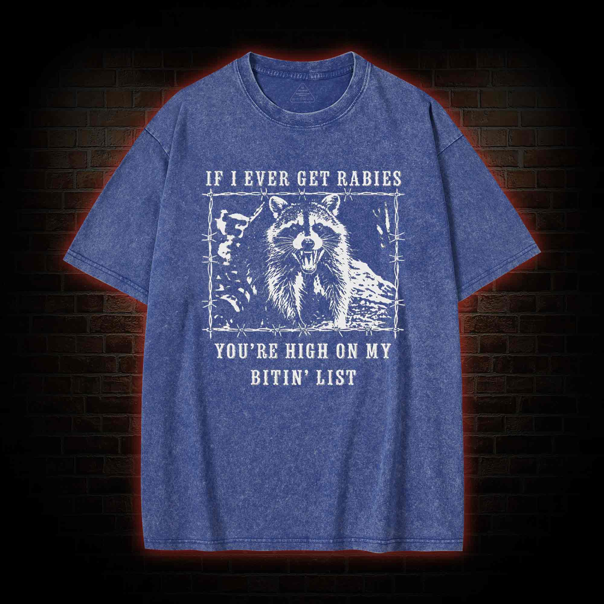 Funny Raccoon Rabies Washed T-shirt