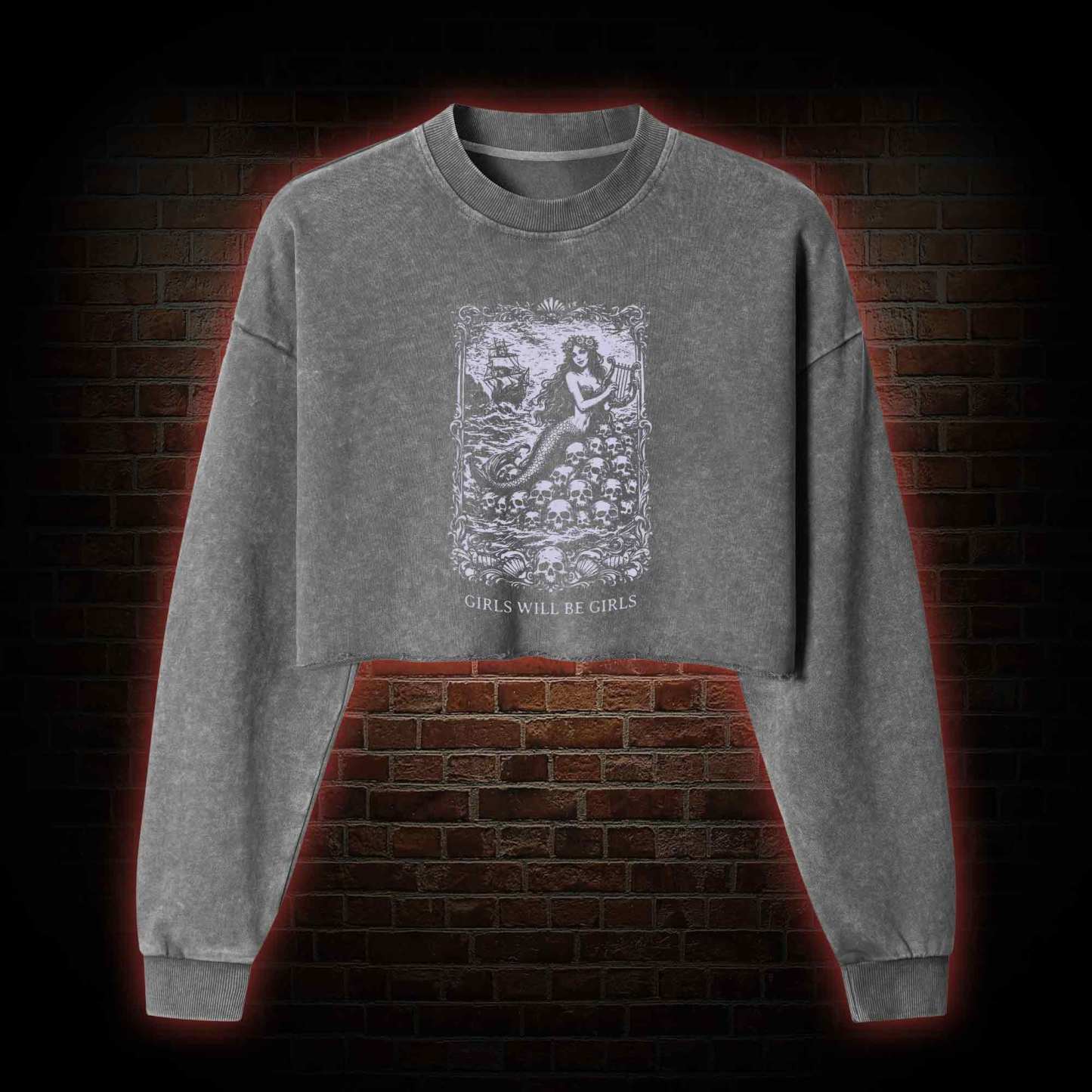 Girls will be Girls Greek mythology Washed Cropped Sweatshirts