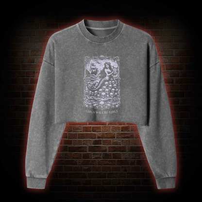 Girls will be Girls Greek mythology Washed Cropped Sweatshirts