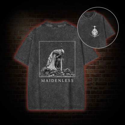 Maidenless Back Print Washed T-shirt