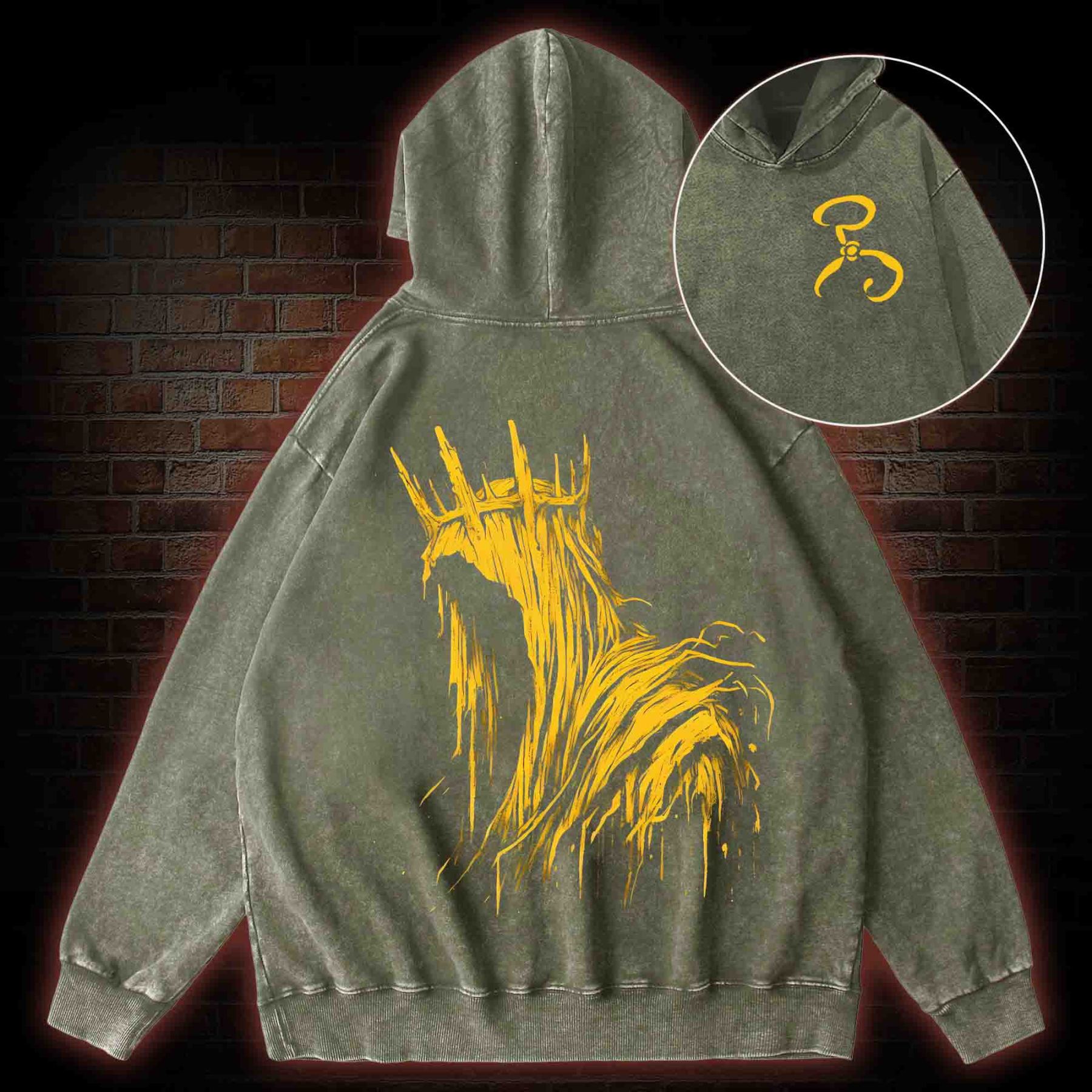 The King in Yellow Cthulhu Back Print Washed Hoodie