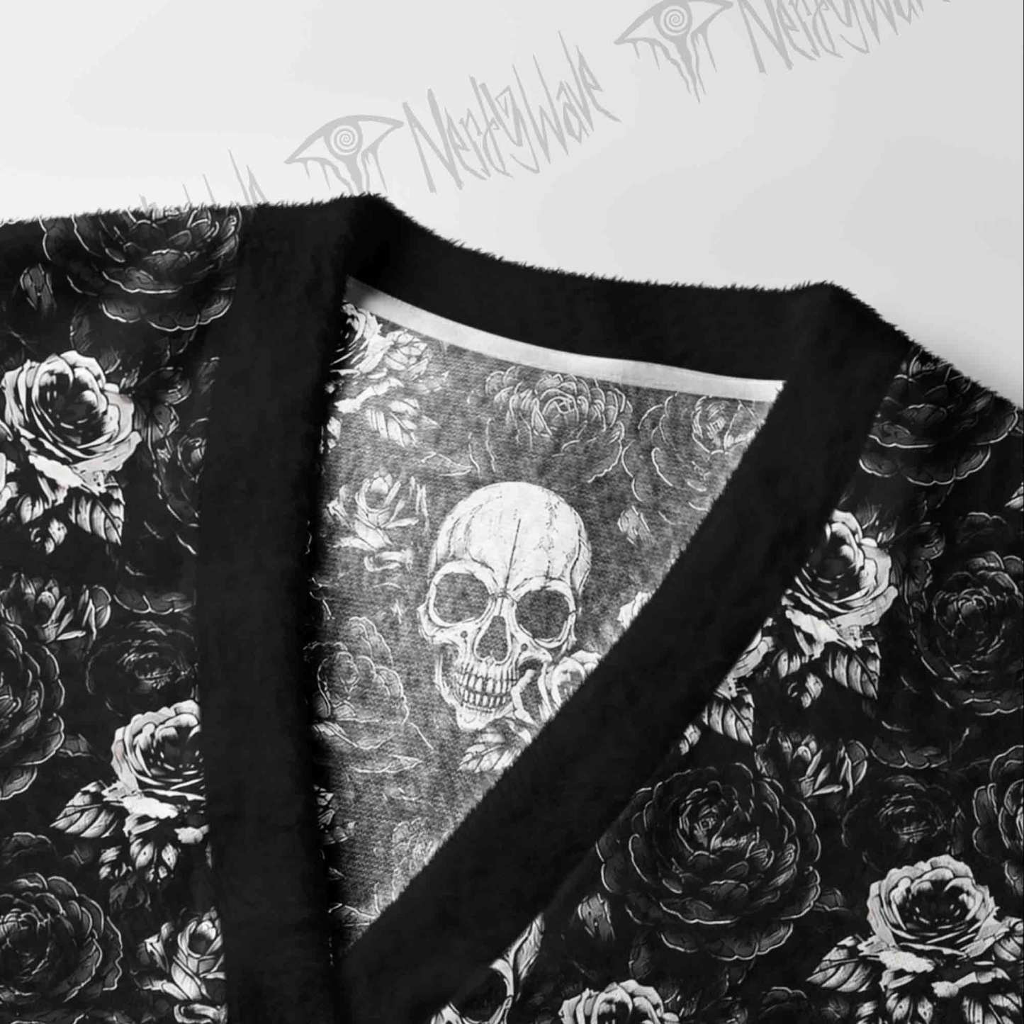 Dark Skull Bloom Cardigan Sweater