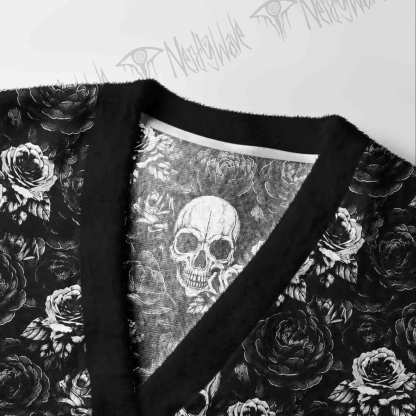 Dark Skull Bloom Cardigan Sweater
