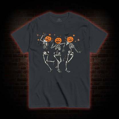 Dancing Skeletons Pumpkin Halloween T-shirt
