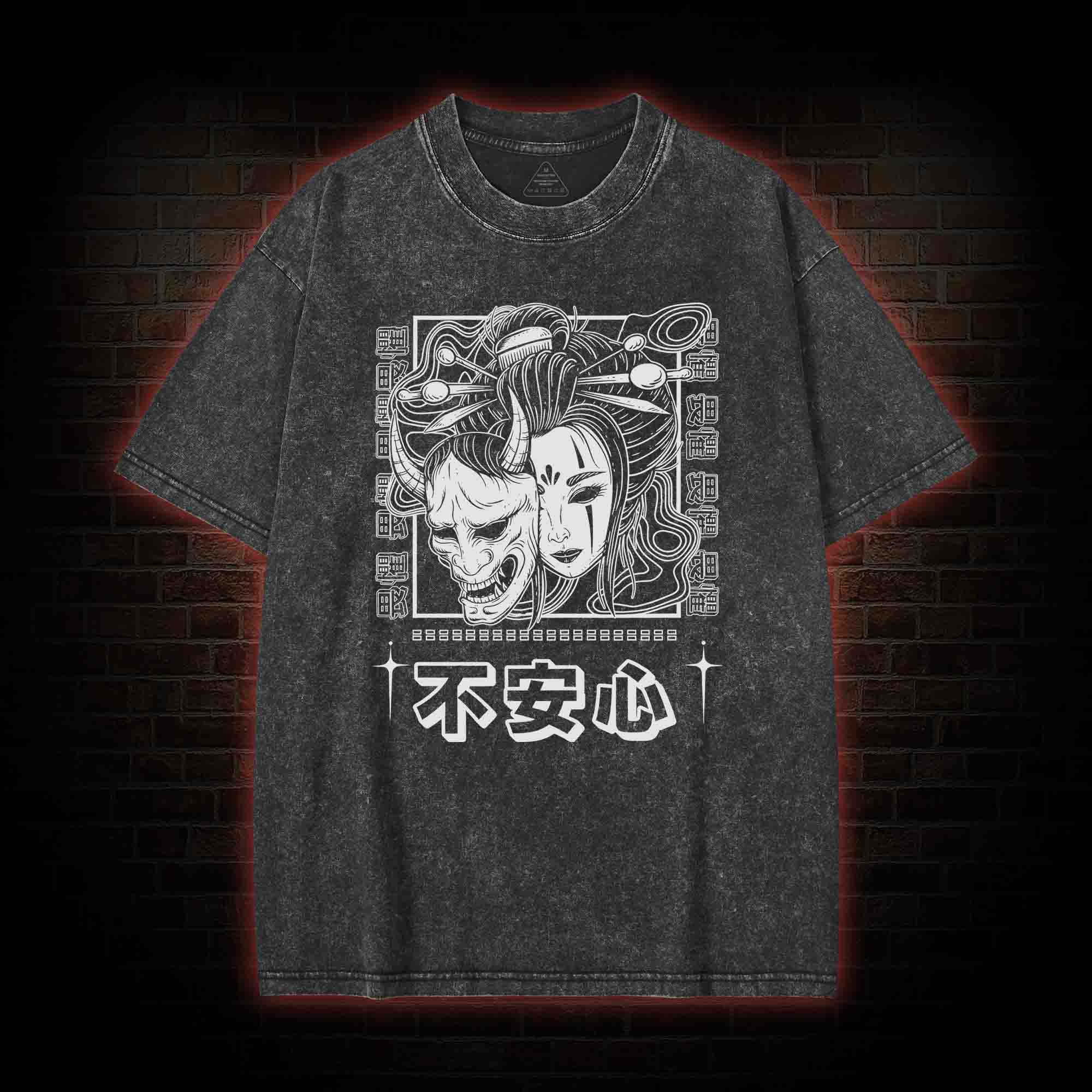 Geisha Woman Mask Washed T-shirt