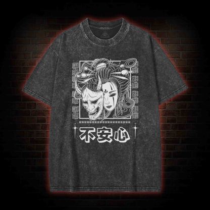 Geisha Woman Mask Washed T-shirt