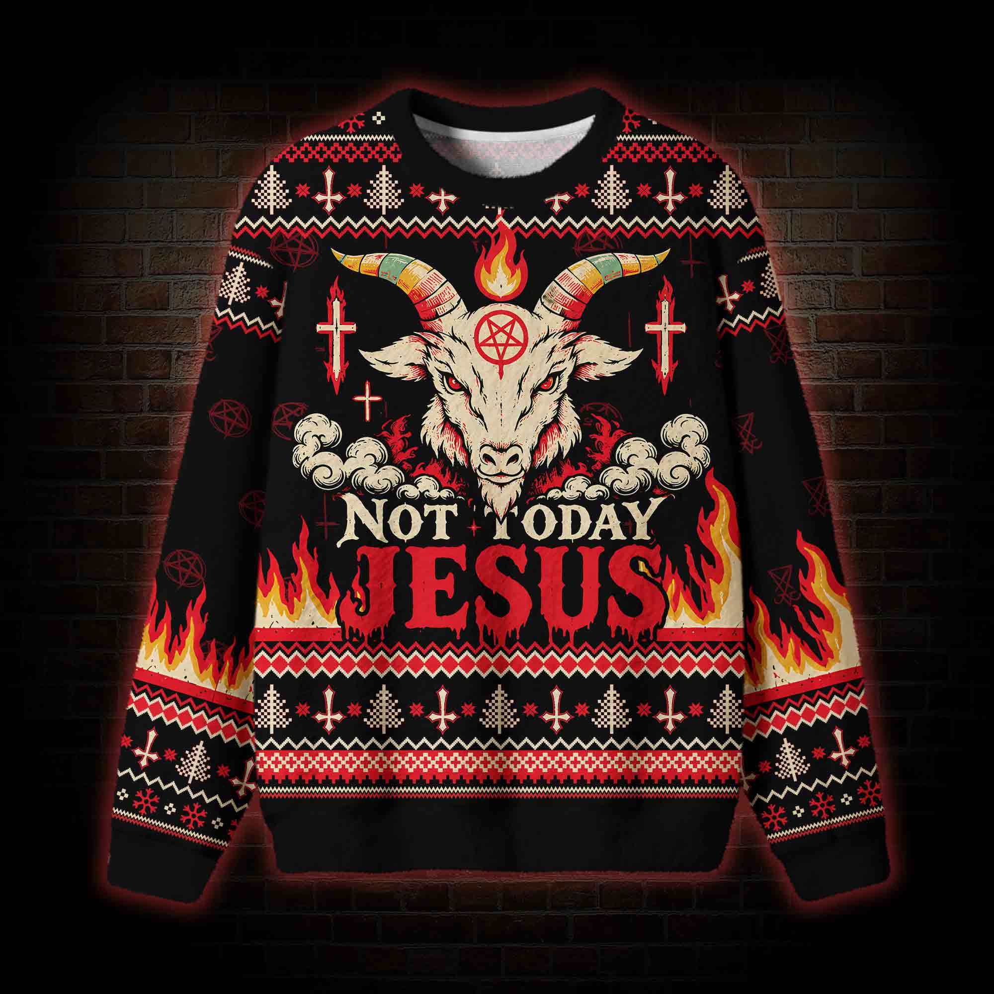 Not Today Jesus Vintage Ugly Sweatshirts