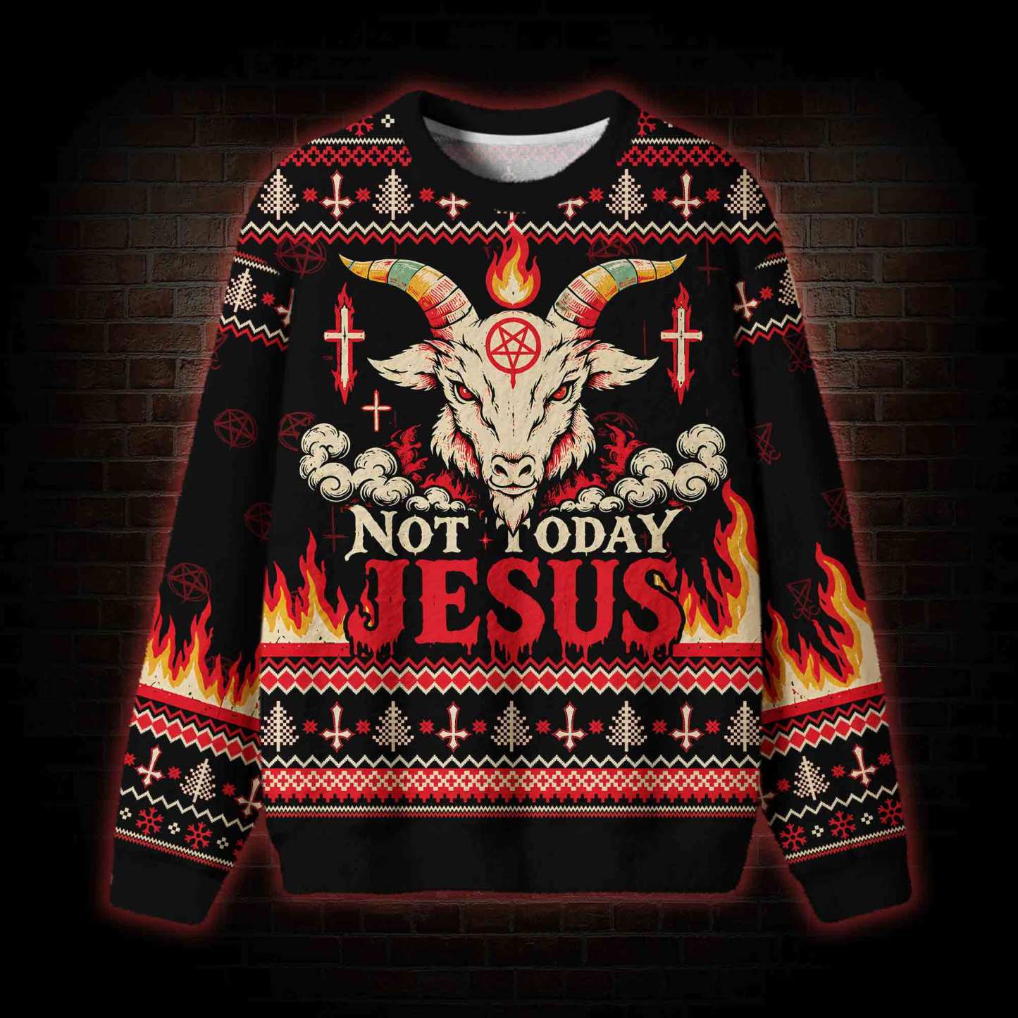 Not Today Jesus Vintage Ugly Sweatshirts