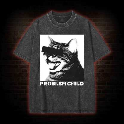 Problem Child Cat Washed T-shirt