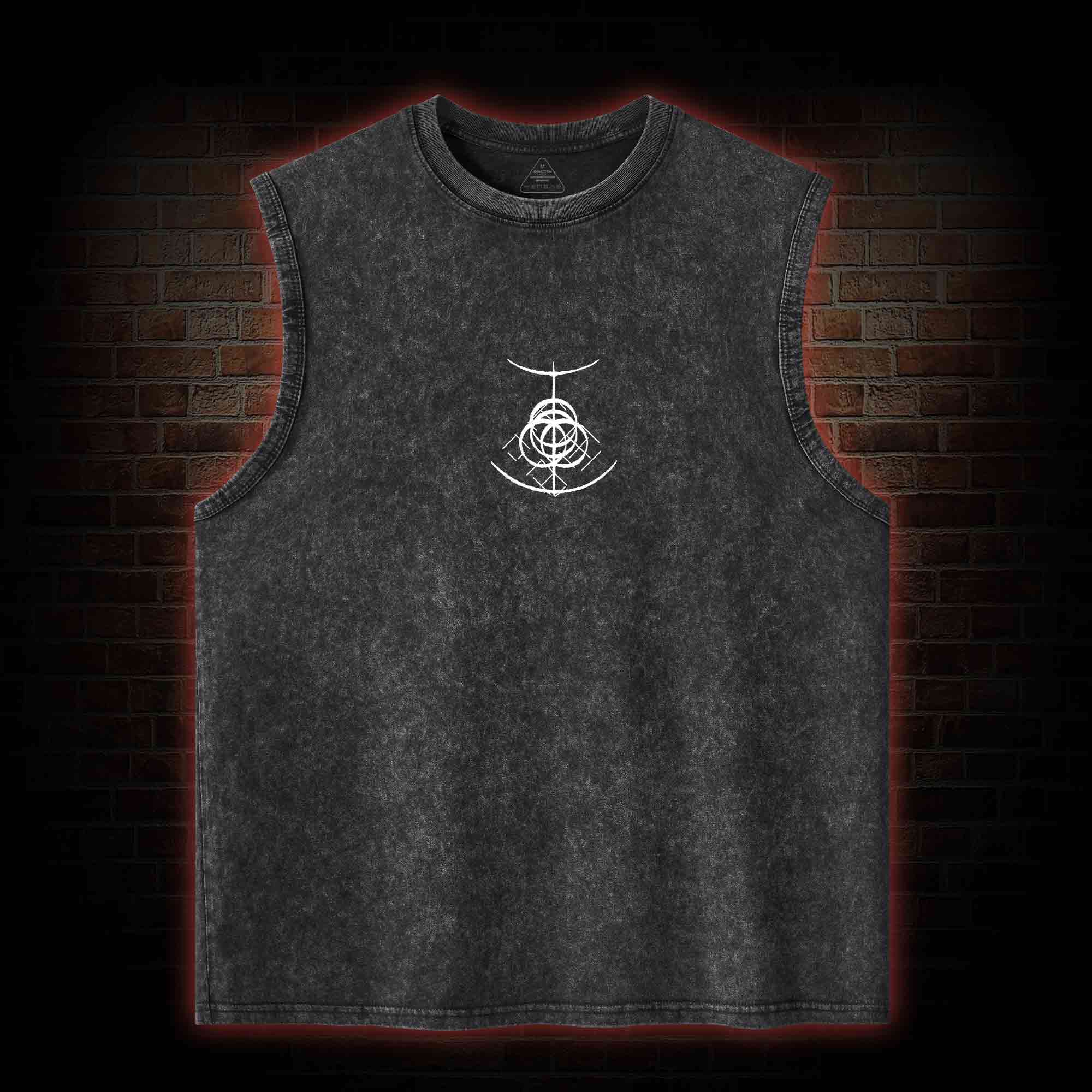 Behold Dog Back Print Washed Tank Top