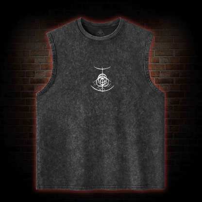 Behold Dog Back Print Washed Tank Top
