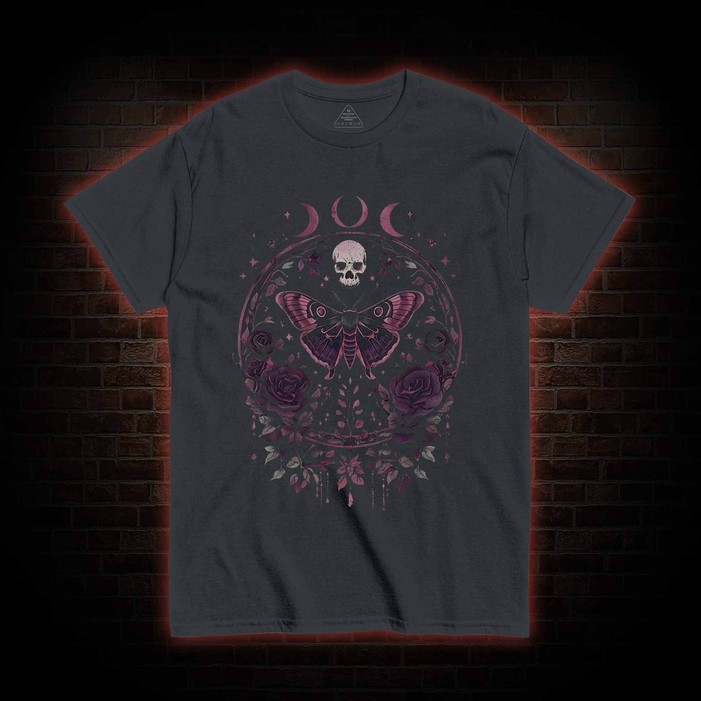 Floral Goth Moth T-shirt
