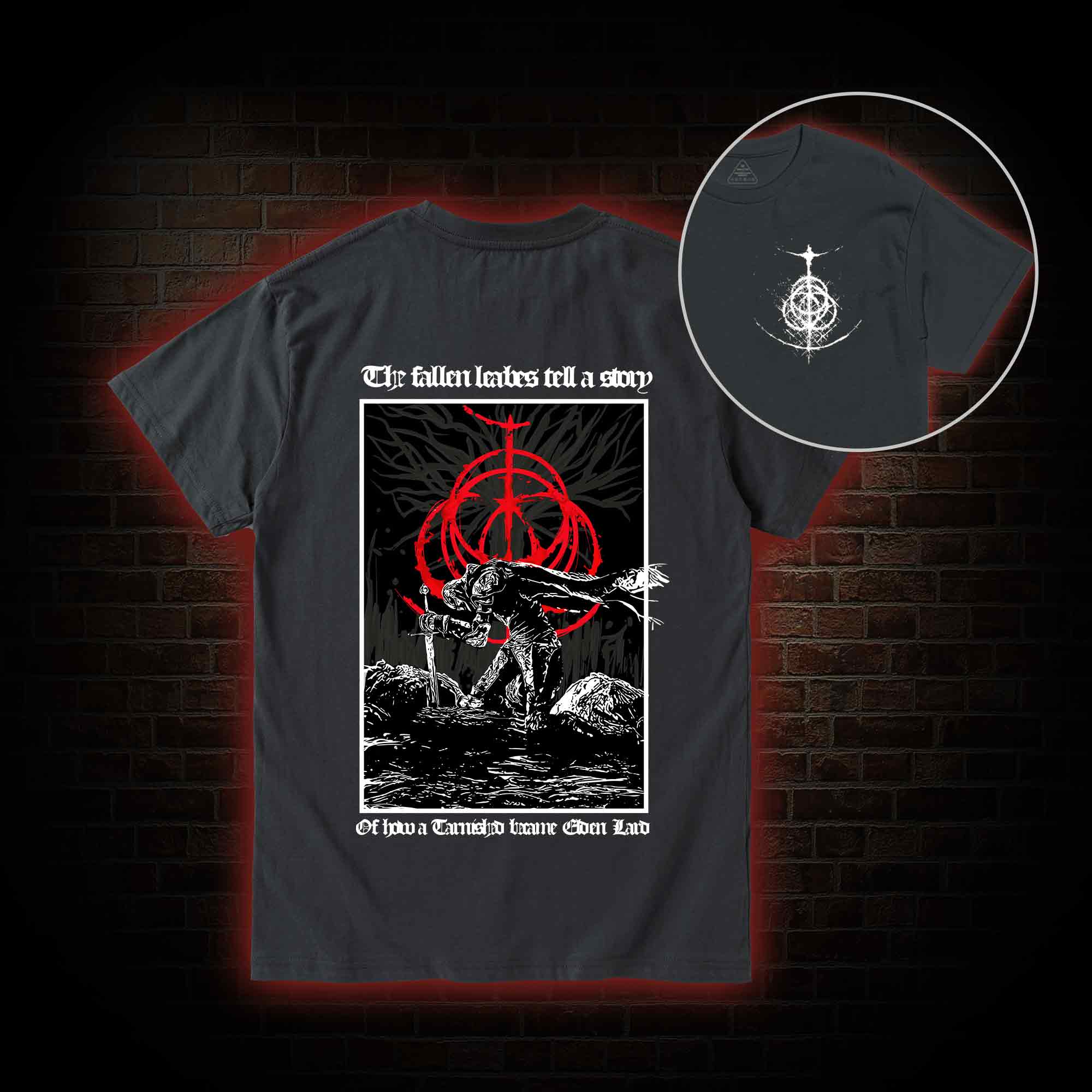 The Fallen Leaves Tell a Story Back Print T-Shirt