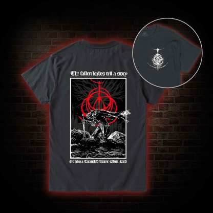 The Fallen Leaves Tell a Story Back Print T-Shirt