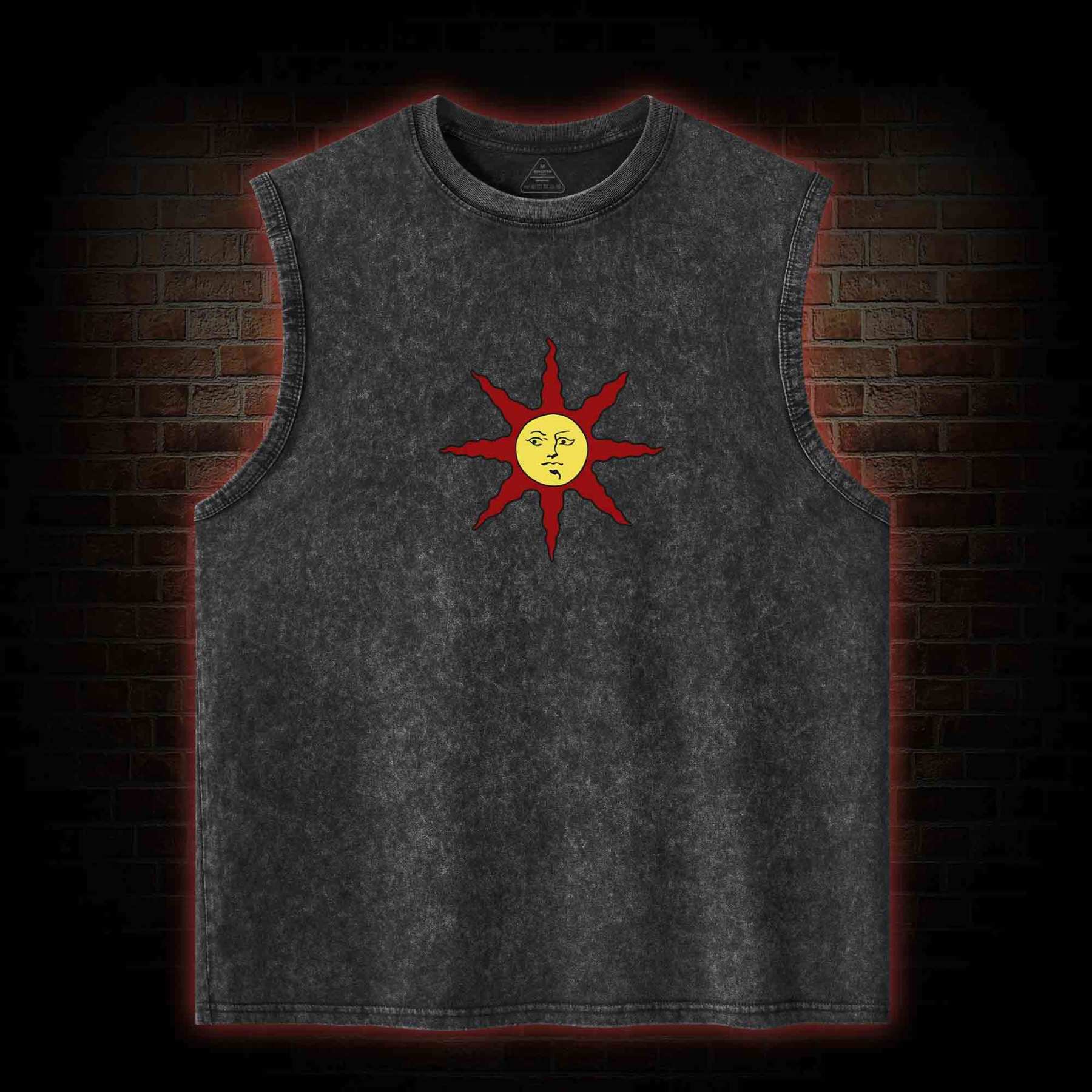 Praise the Sun Back Print Washed Tank Top